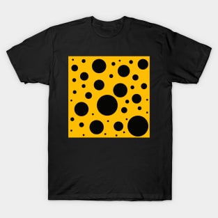 black polka dots on yellow background T-Shirt